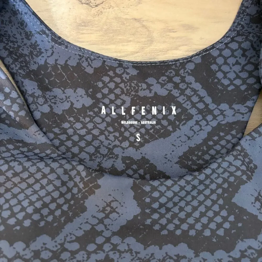 All Fenix Anthropologie Navy Snake Print Long Sports Bra Size Small
